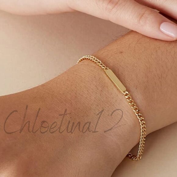 New 14k Gold Plated Cuban Chain Link Bracelet - Picture 1 of 7
